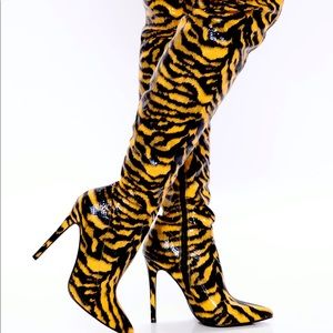 4 inch Tiger Print Thigh High Boots